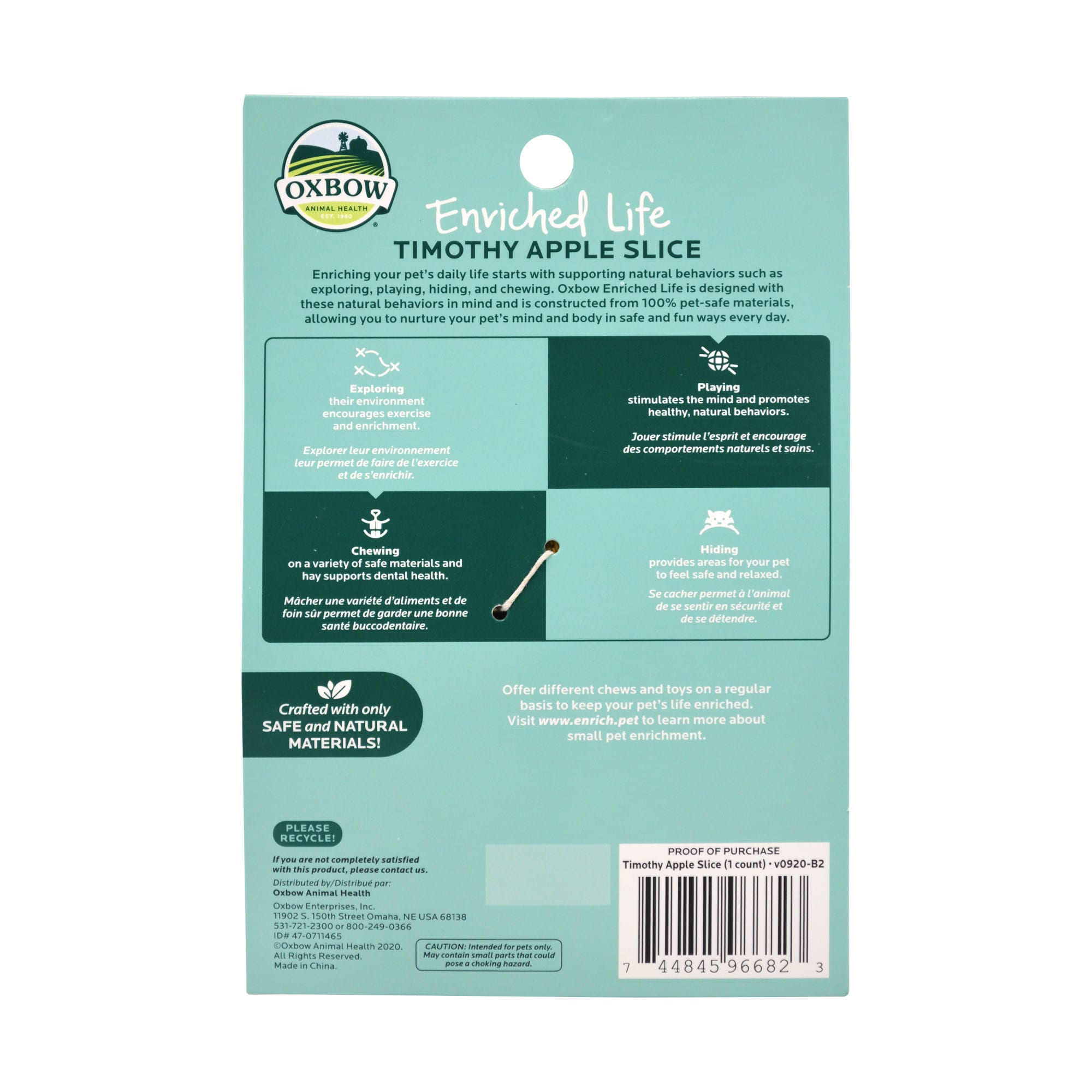 Oxbow Enriched Life Timothy Apple Slice for Guinea Pig, 0.08 lb.