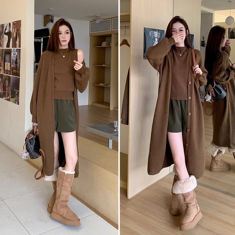 designer boot Ready to ship in seconds~Northeast velvet 2024 winter double wearing snow boots for women, thick soled and slimming, knee length boots, 