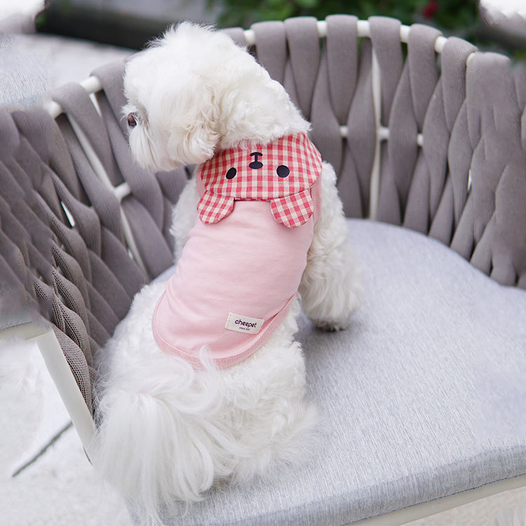 OEM/ODM Cotton Dog Clothes Summer Vest Pet Clothing Cute Custom Dog Vest With Bear Lapel