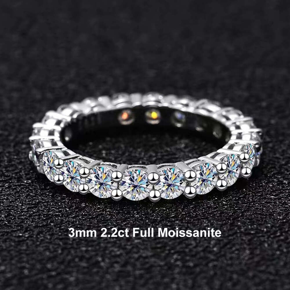 High quality 2.2ct 3mm Moissanite Full Enternity Diamond Engagement Ring for Women Men S925 sterling silver Wedding Band Rings Fine Jewelry