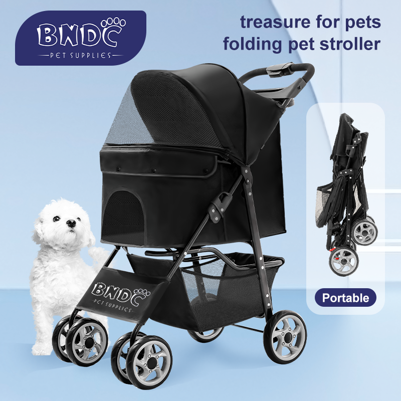 cheap pet stroller for cat and dog outdoor walking One-Hand easy Fold trolley
