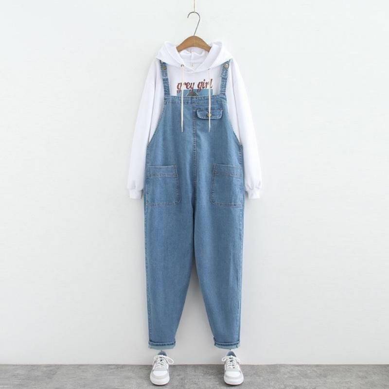 plus size womens clothing jumpsuits for women New harem style denim overalls trousers extra large size loose across the thigh thick and slimming