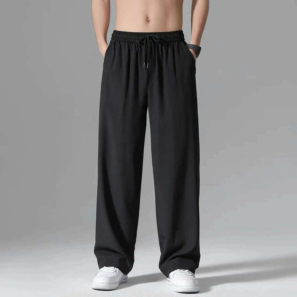 Spring Wide Leg Sweatpants Baggy Men Korean Fashion Loose Straight Wide Leg Pants Male Harajuku Black Pants Streetwear 240820
