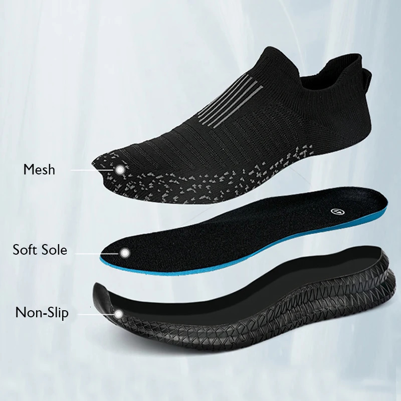 Breathable Men Casual Shoes Lightweight Outdoor Male Walking Shoes Anti-slip Mens Sneakers Slip on Flats Vulcanized Shoes 241125