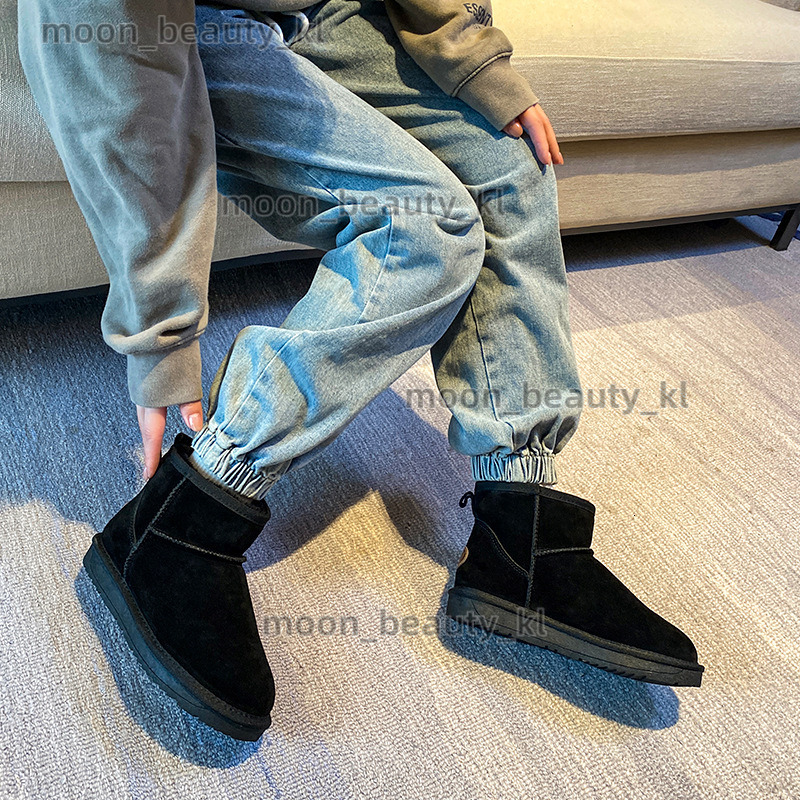 designer fashion Women's snow boots 2024 new cowhide anti slip winter warm and plush thick classic short tube snow cotton boots for women 5a6