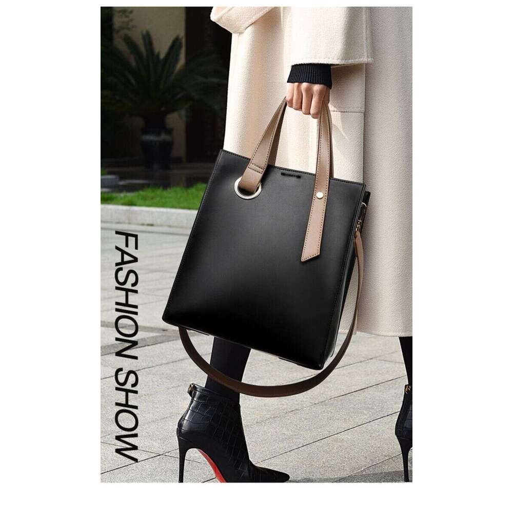 LEMON KOKO Tote New Style Temperament Large Capacity Women's Casual Simple Hand-Held Texture Wide Strap Shoulder Bag