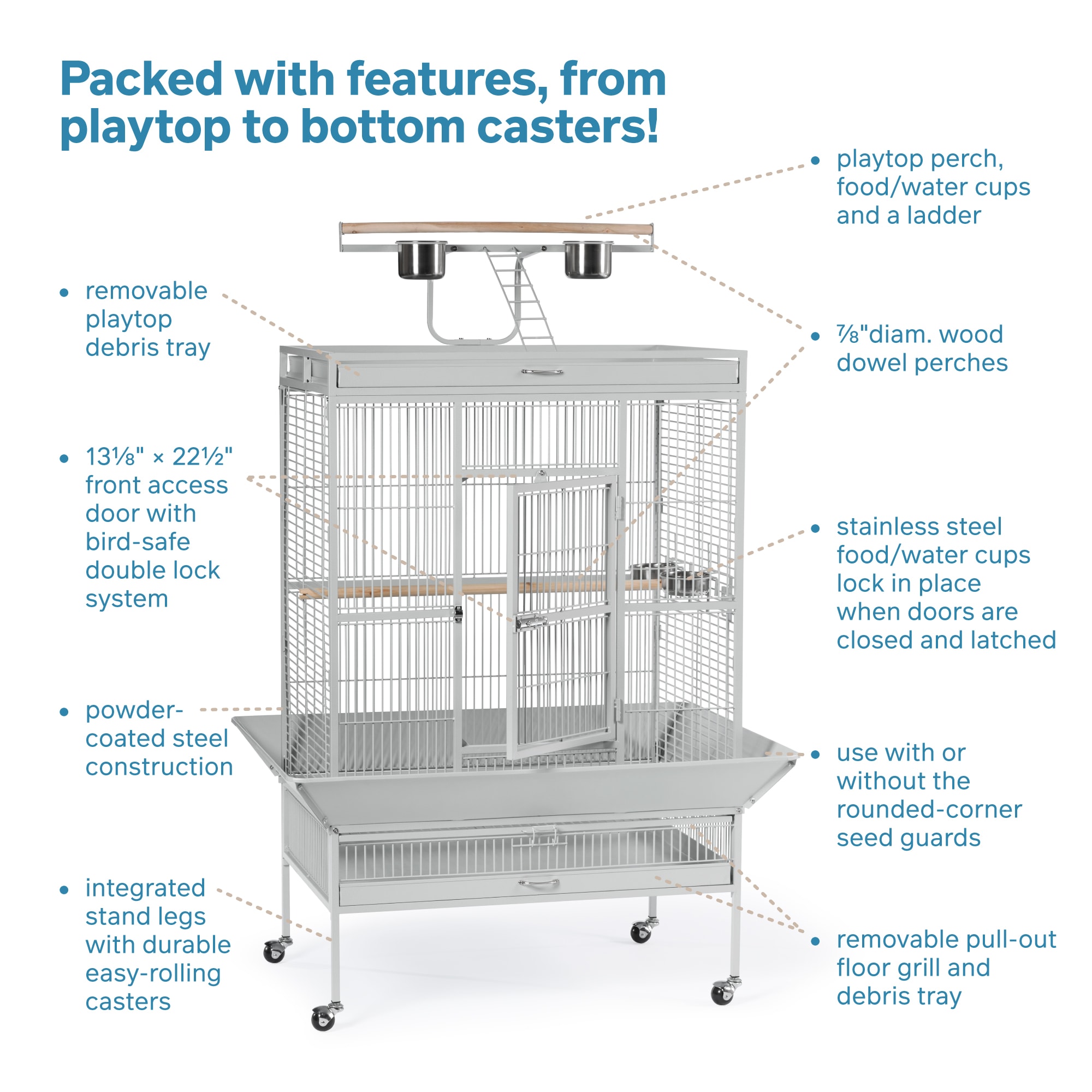 Prevue Pet Products Signature Select Series Wrought Iron Bird Cage in Pewter
