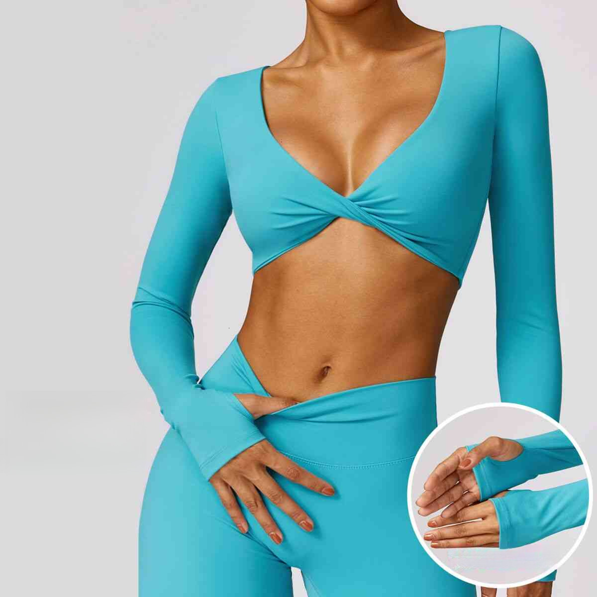 Spring Brushed Yoga Drying Tight Fitness Clothes Leisure Running Sports Long Sleeved Top
