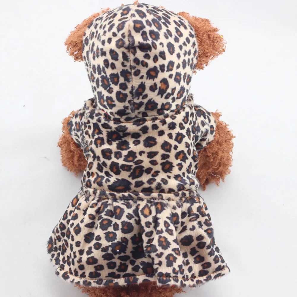 Warm Dog Coats Pets Leopard Pattern Tutu Coat Dress Puppy Hoodies Both Sides Wear Dog Clothes Puppy Clothes Ropa PerroXJ241125