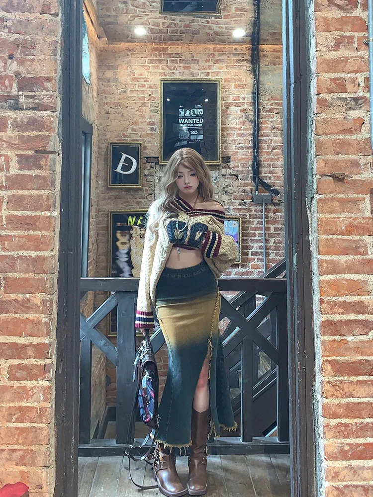 Oversized Korean Preppy Style Letter Print Loose Sweater Women Fashion VNeck n Straight Top Autumn Winter Elegant Pullover 241122