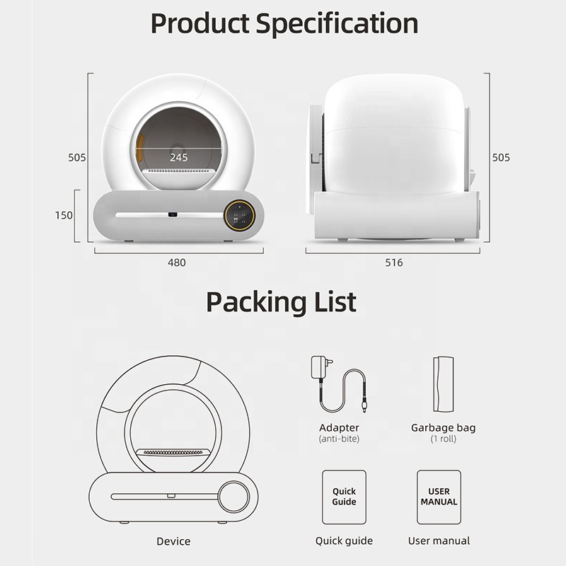Fashion Design Low Noise App Wifi Touch Control Intelligent Electric Self Cleaning Smart Automatic Cat Litter Box Cleaner