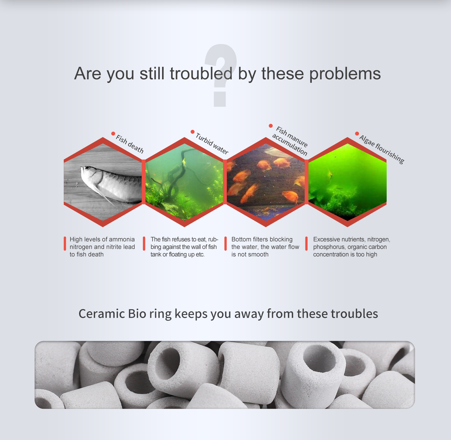 Manufacturer washable reusable bio ceramic filter rings for aquariums fish tank filtration