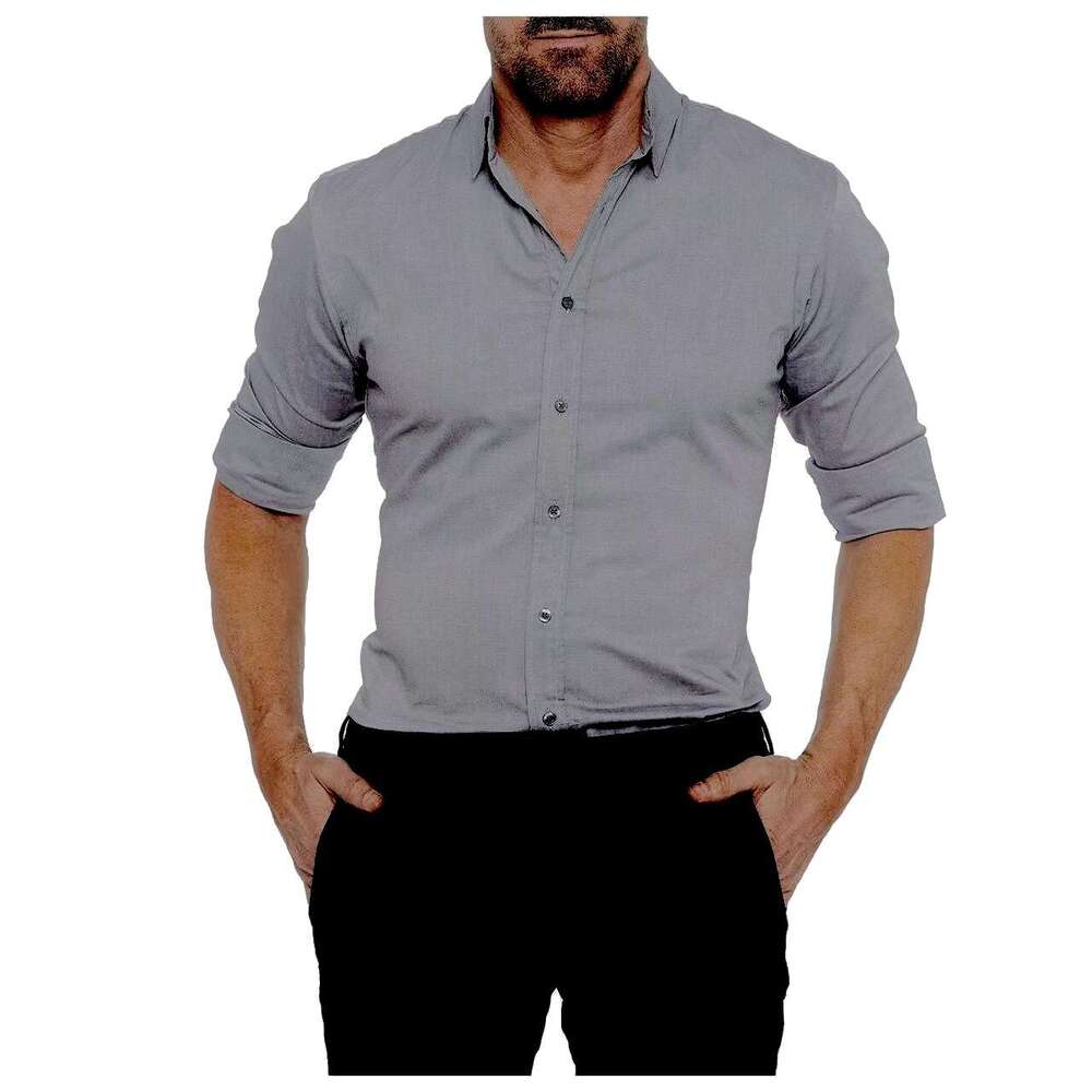 Men's Zipper Shirt With Hidden Fake Buttons Made Of Oxford Elastic Cotton B3