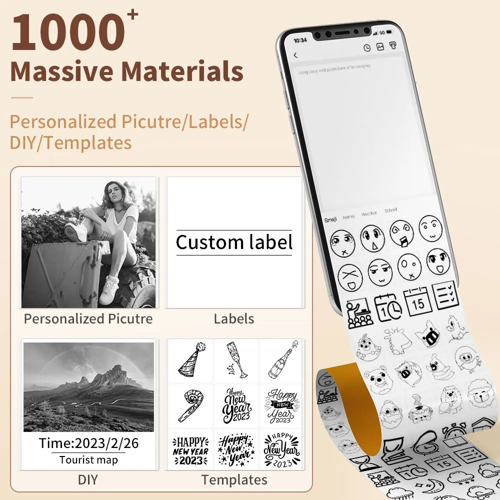Phomemo portable mini thermal printer T02 pocket label printer DIY self-adhesive paper label machine various types of paper 241125
