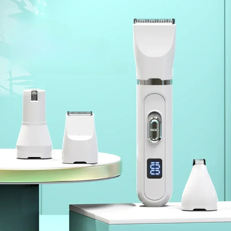 4 in 1 Pet Electric Hair Clipper with 4 Blades Grooming Trimmer Nail Grinder Professional Recharge Haircut for Dogs Cat 241125