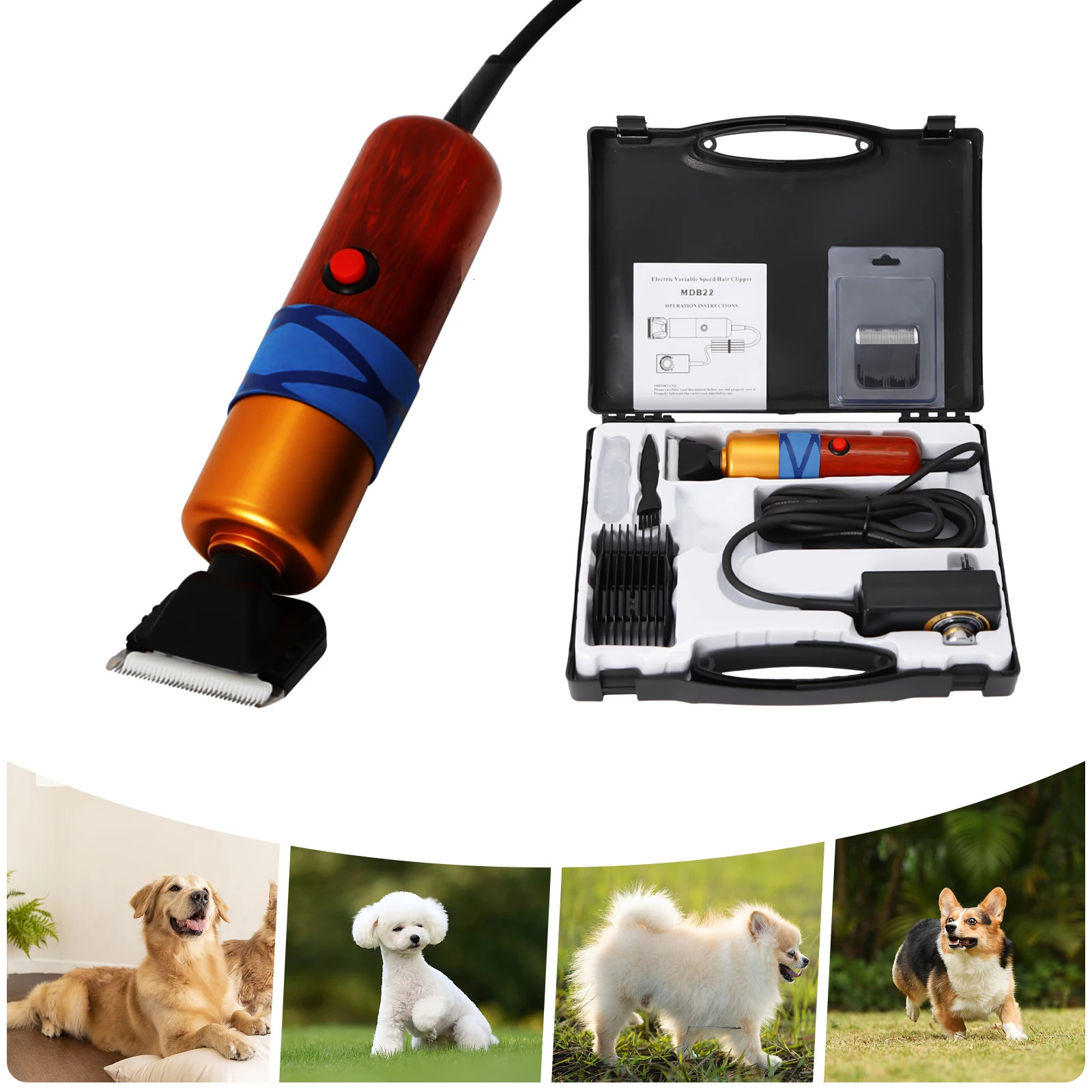 Pet Hair Clipper Low Noise High-efficiency Professional Electric Variable Speed Hair Shearing For Sheep Dogs Cats Pet 241125