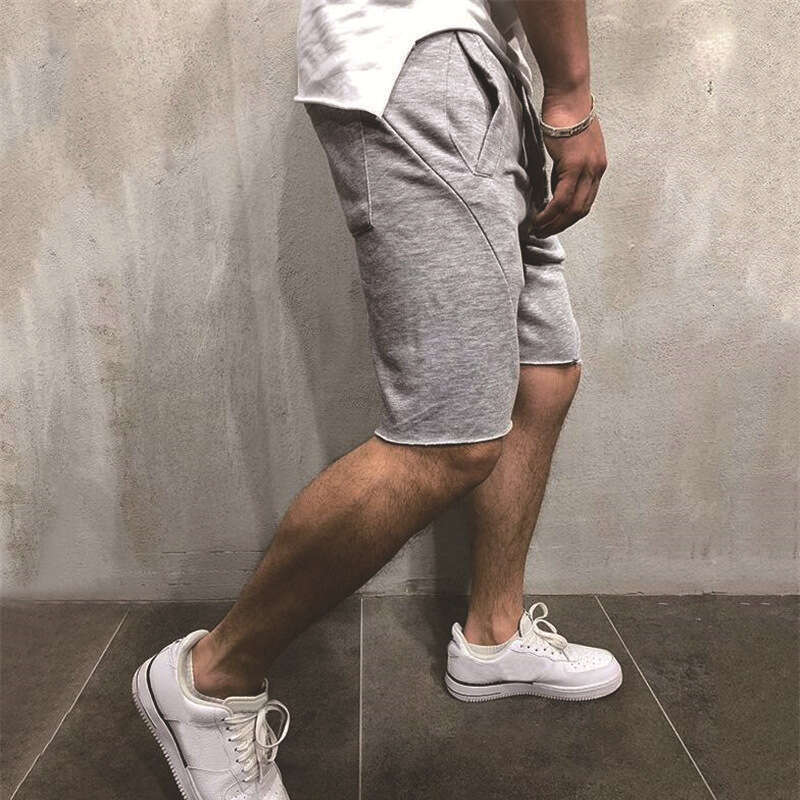 European Casual Shorts Men, Popular For Fiess Enthusiasts, Solid Color Running And Sports Training B3