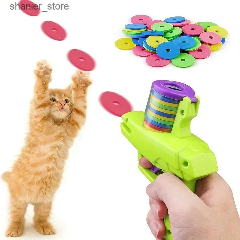 Cat Interactive Electronic Toys Funny Toy Launch Pet Training Teasing Disc Shooters Game For Kitten Flying Shooting Chasing L240910