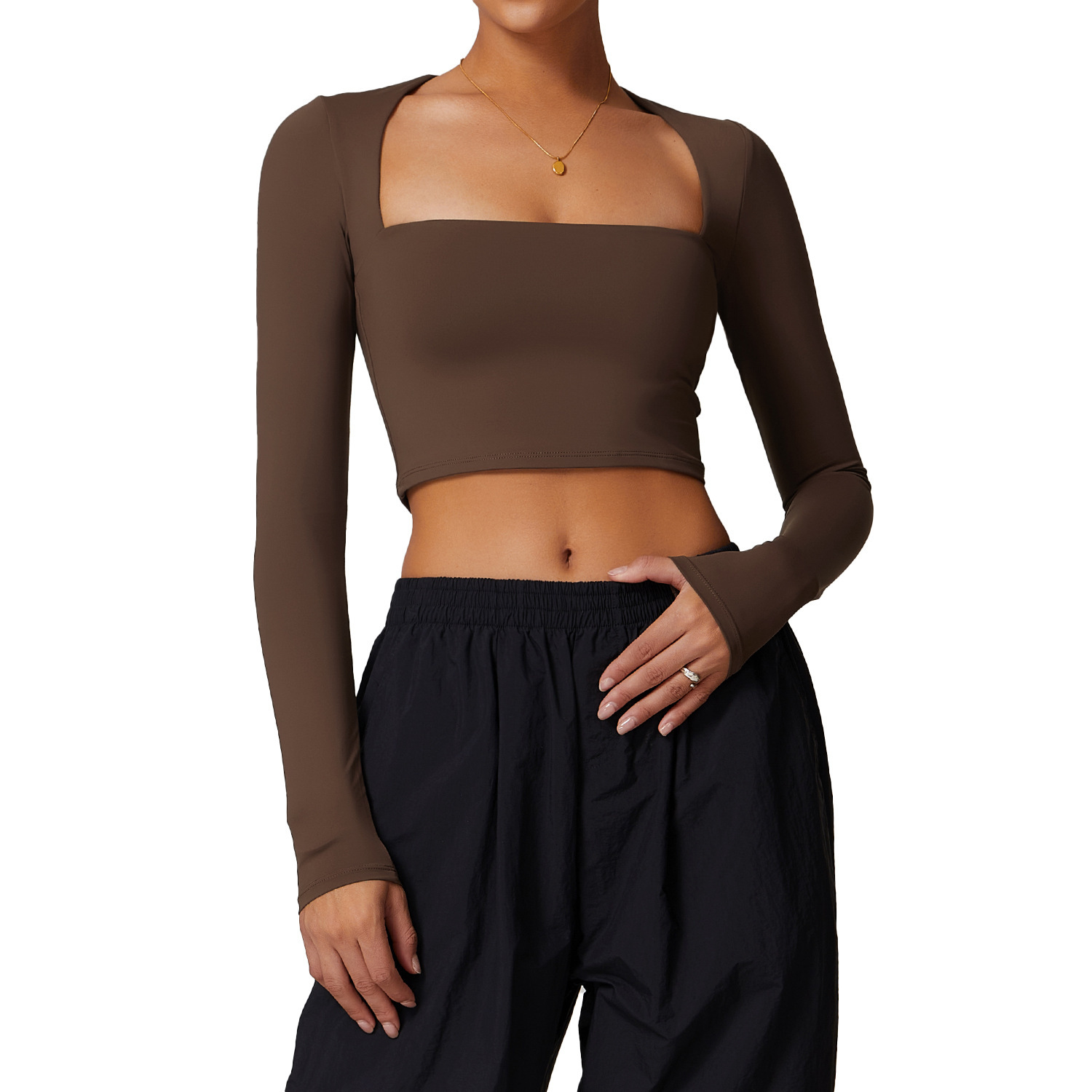 Tight Fitting Slim Waist Long Sleeved Yoga Clothes Women's Drying Beautiful Back T-shirt Sports Running Fitness Top