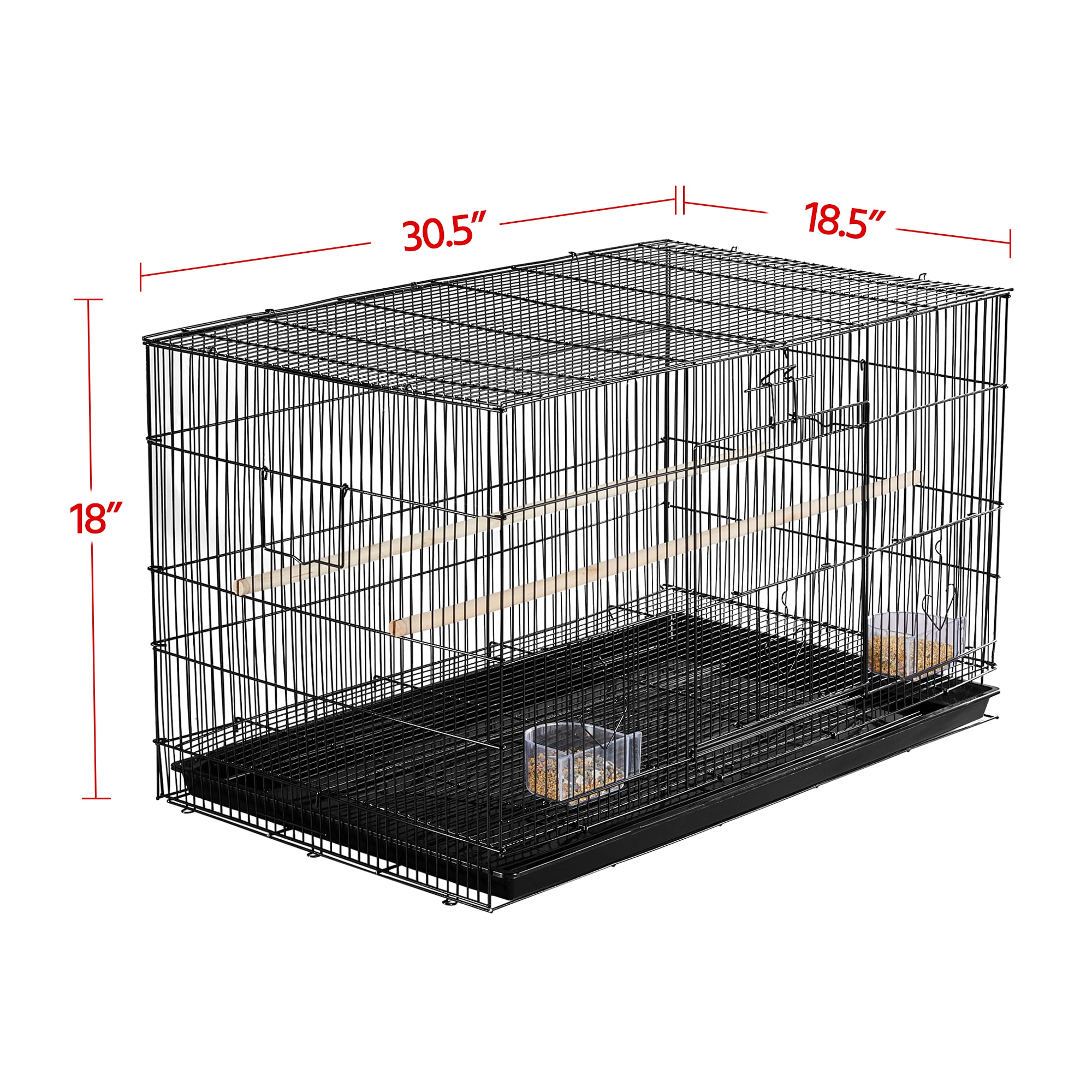 Topeakmart Black 18" Flight Cage with Slide-Out Tray for Birds