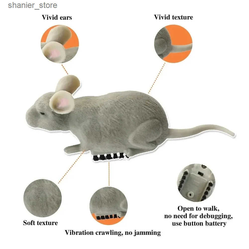 Cat Interactive Electronic Toys Electric Mouse Toy Cat Play Automatic Escape Robot Vibration Crawling Battery Operation Plush Mouse Pet Interactive Ga
