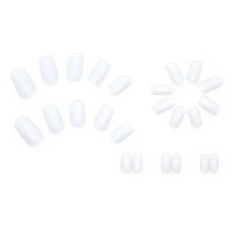 Cream white solid color wearable pink pressed fake nail tip with adhesive fake nail design butterfly cute girl fake nailW241125