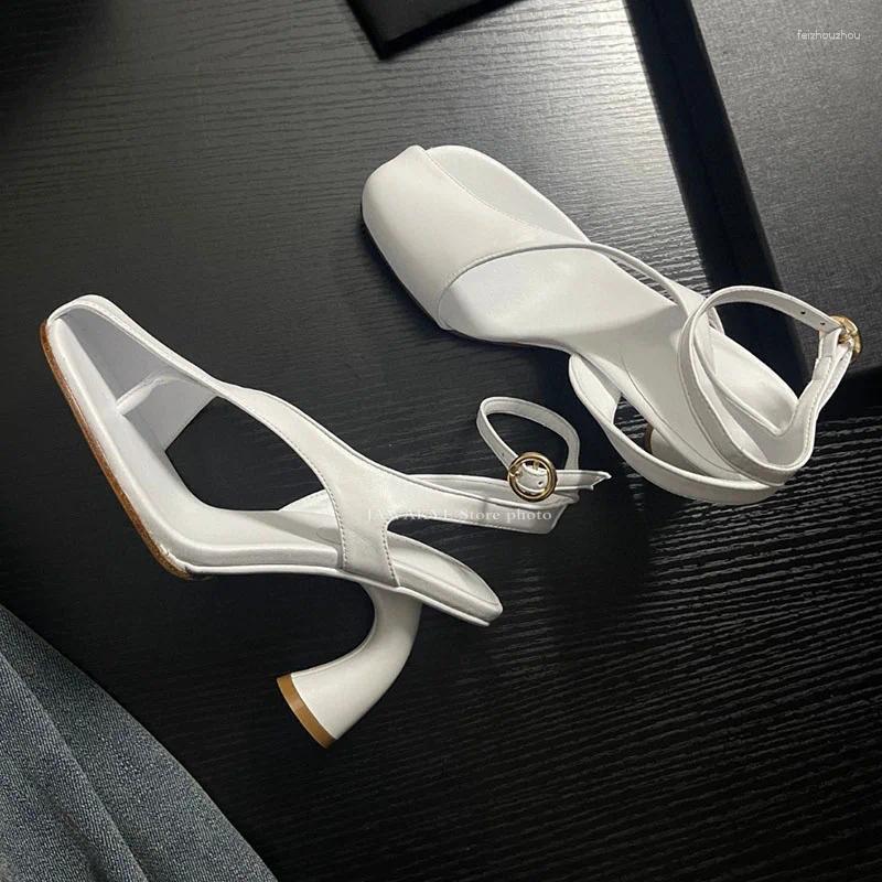 Sandals 2024 Summer Strange High Heels Women Quality Genuine Leather Novelty Fashion Designer Shoes For