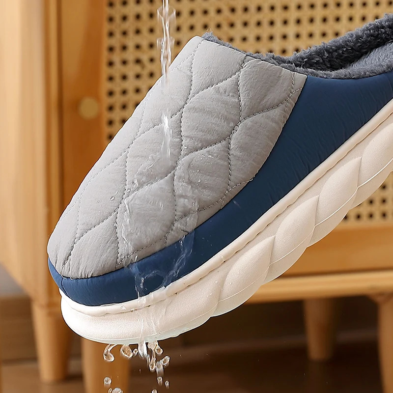 Big Size 48 49 Fashion Men Slippers Women Winter Waterproof Home Non Slip Flats Slides Fluffy Warm Soft Sole Furry Shoes 241125