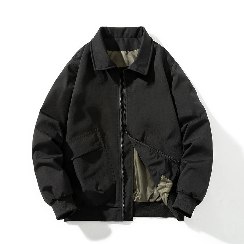 Autumn Winter Jackets Men Solid Bomber Jacket Military Vintage Retro Motorcycle Casual Parkas Windbreaker Pocket Male 241112
