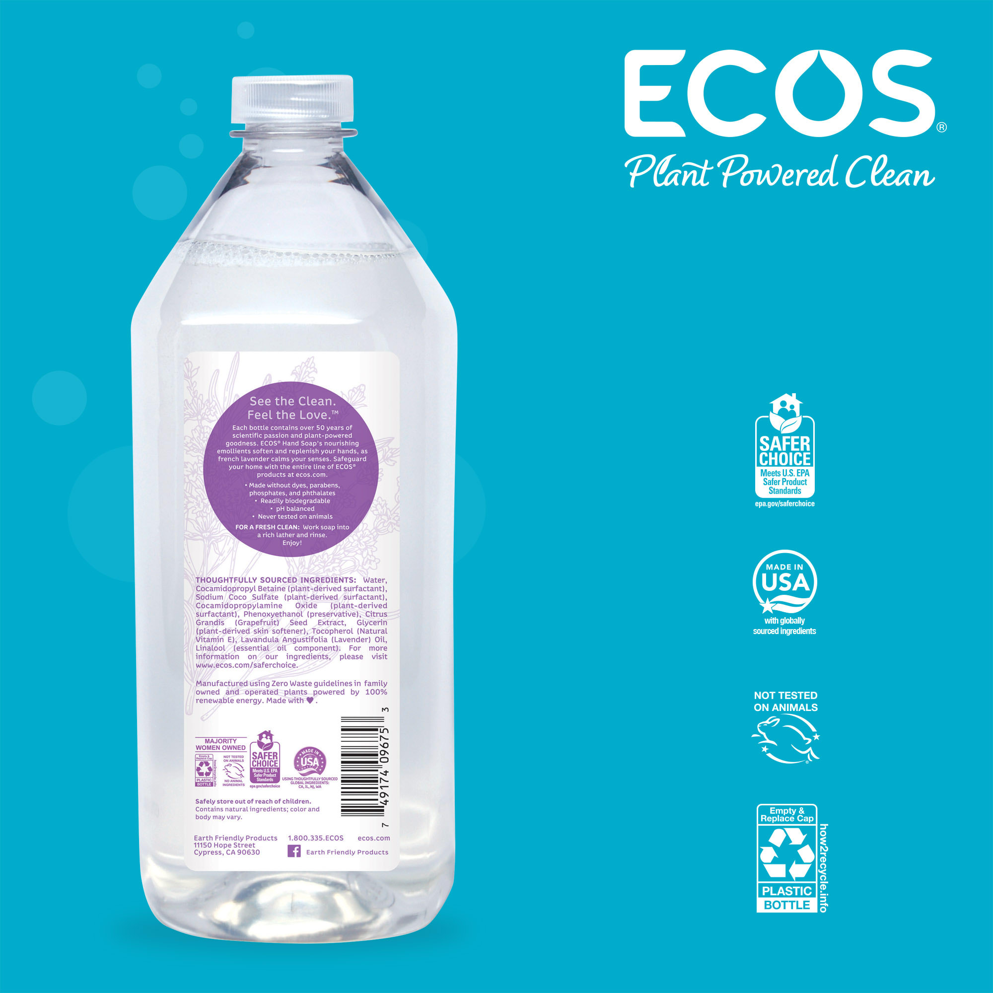ECOS Hypoallergenic Lavender Scented Refill Hand Soap, 32 fl. oz.