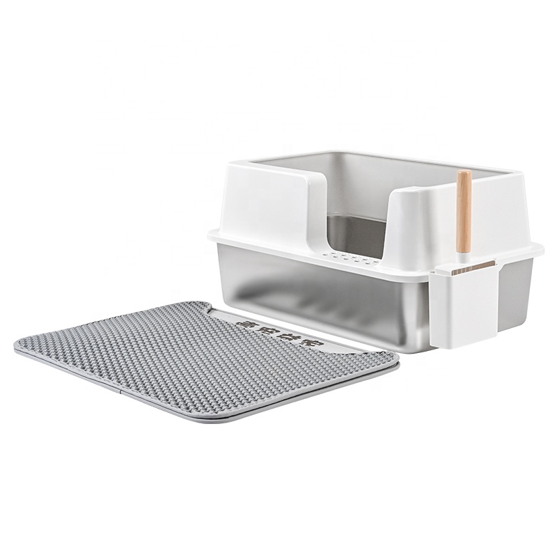 Super Large Stainless Steel Cat Litter Box Non-Stick Bottom Strong Durable Easy Clean Increase Multi-Cats Prevents External