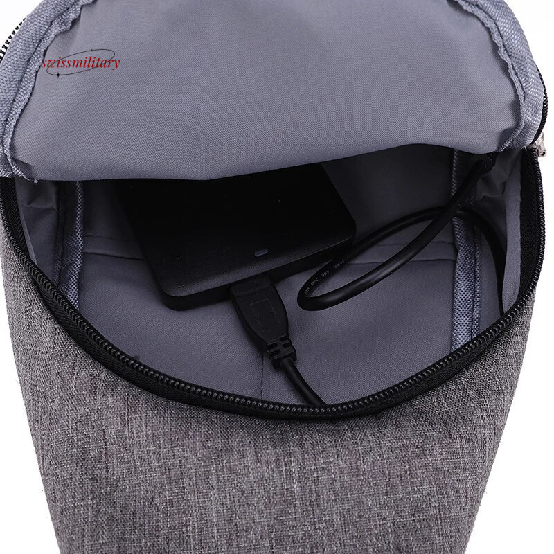A New Boy Usb Crossbody Shoulder Waterproof Fashion Leisure Small Chest Men's Bag Large Capacity #21.9 swissmilitary