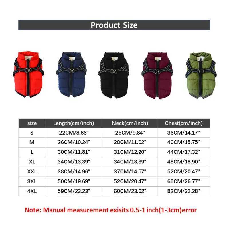 Large Pet Dog Jacket With Harness Winter Soft Warm Dog Clothes Labrador French Bulldog Waterproof Coat Outfit Vest For DogsXJ241125