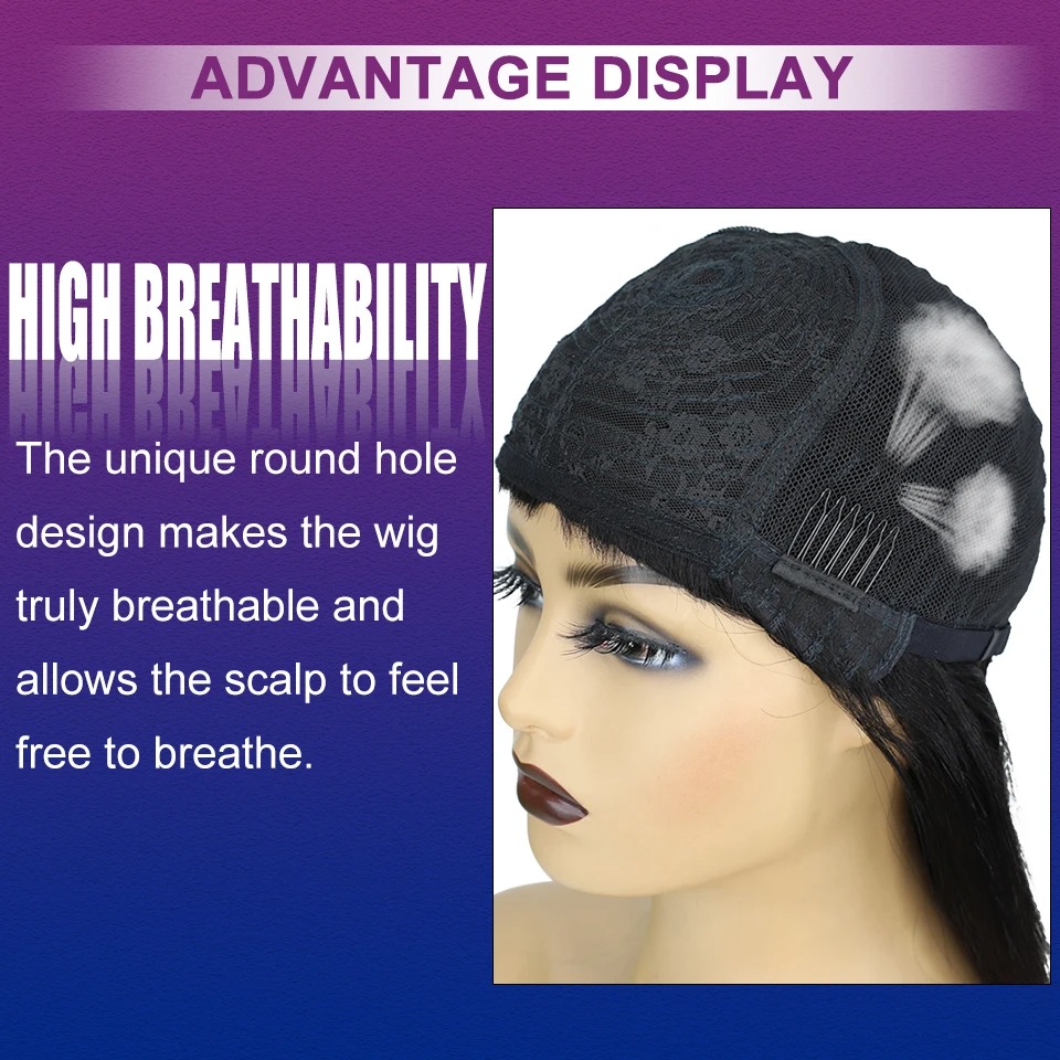 Short Glueless Human Hair Baby Straight Bob Wigs With Bang Hine Made Wig Perruque Cheveux Humainr BOBO Hair