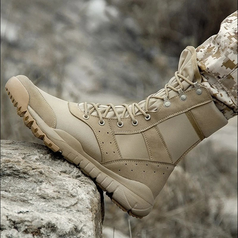 Summer Combat Boot Men Women Climbing Training Lightweight Waterproof Tactical Boots Outdoor Hiking Breathable Mesh Shoes 241125