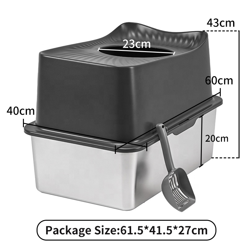 Oversized Stainless Steel Cat Litter Box Fully Enclosed Anti-Splash Toilet with Non-Stick Pedal Deodorant Easy Clean No Stink