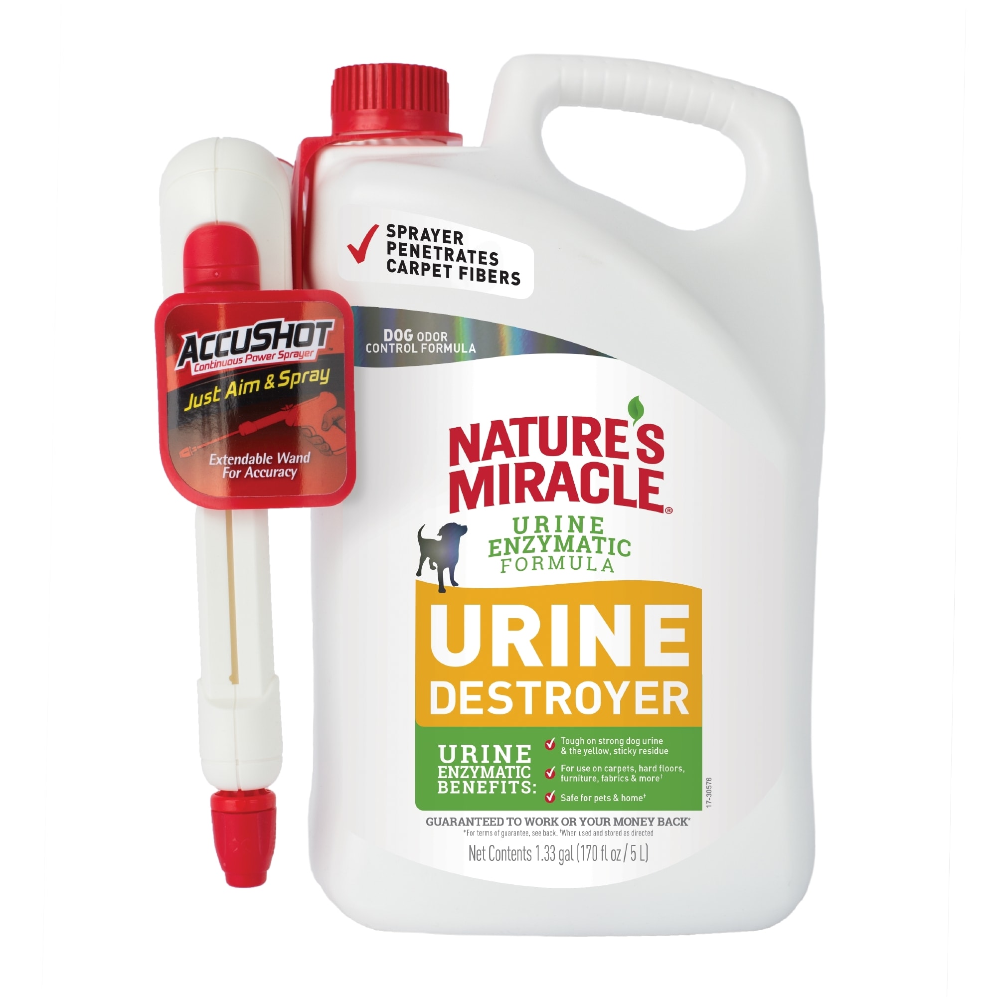 Nature's Miracle Urine Destroyer with Accushot Sprayer for Dogs, 1.33 Gallon