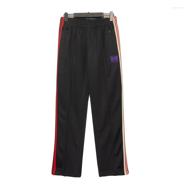 Men's Pants AWGE Needles Sweatpants Men Women 1:1 Top Quality Embroidered Butterfly Stripe Trousers