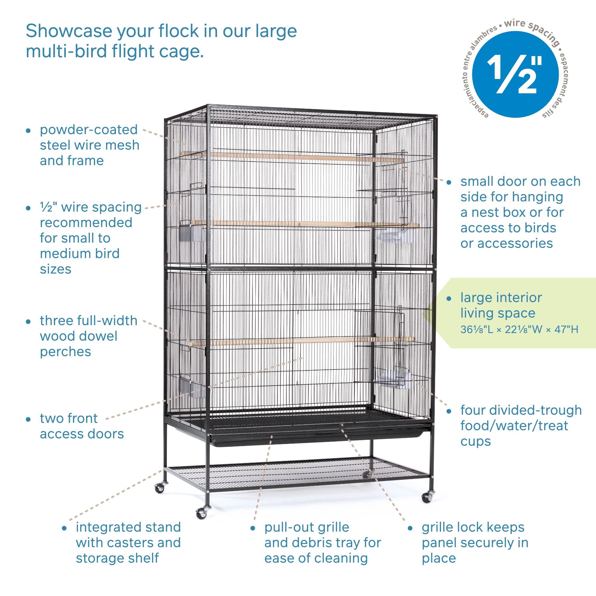 Prevue Pet Products Extra Large Wrought Iron Flight Cage Black Hammertone F050