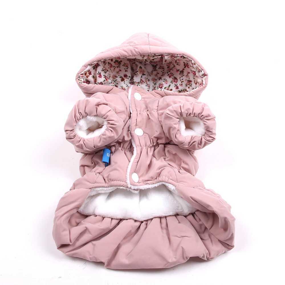 XKSRWE Princess Dog Pet Warm Dress Hoodie Floral Bubble Skirt Girl Dog Cat Winter Coat Outfit Clothes 6 SizesXJ241125