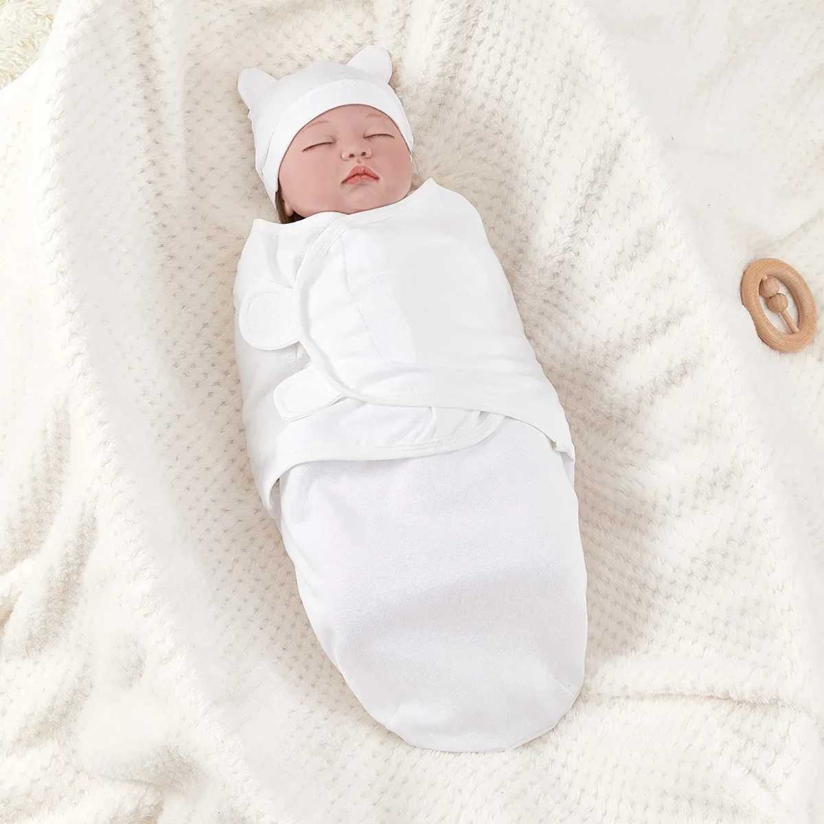 Blankets Swaddling New Newborn Soft Cotton Sleeping Bag Baby Swaddle Hats Set Adjustable Anti-kick Swaddle Warm Wrap Blanket For 0-6 Months Baby