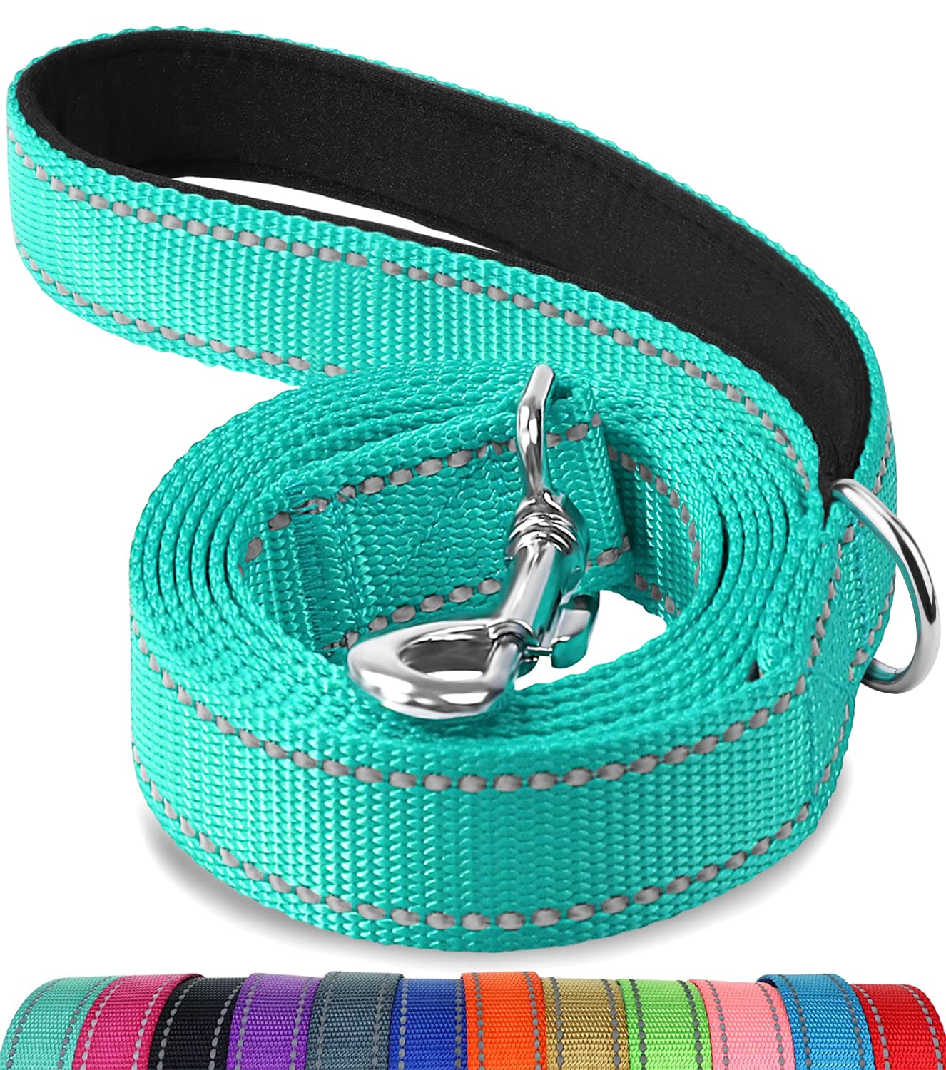 C&C Double-Sided Reflective Dog Leash, 6 FT/5FT/4 FT, Padded Handle Nylon Dogs Leashes for Walking, Training Lead dog
