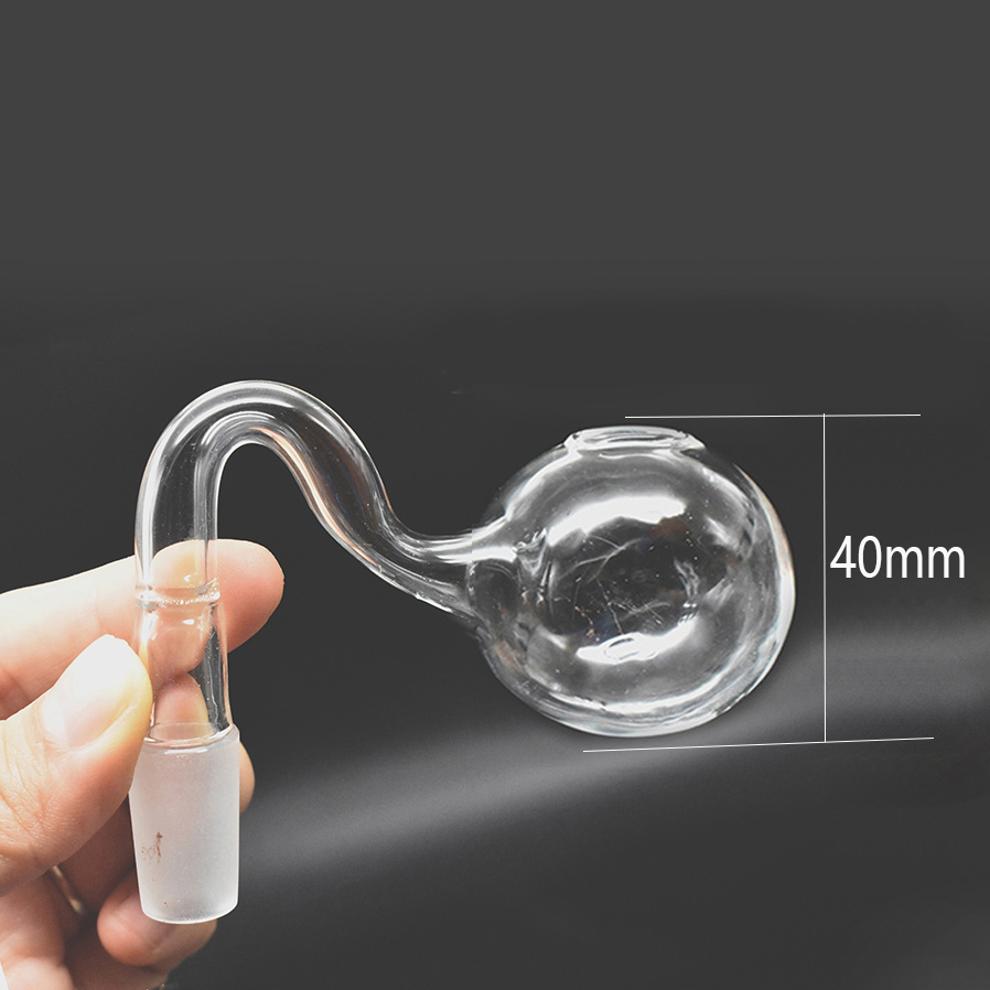 2pcs Large Size 40mm Oil Bowl Bent Male Female Glass Oil Burner Smoking Pipe with 10mm 14mm 18mm Joint Clear Thick Pyrex Burners Water Pipes for Rig Water Bongs