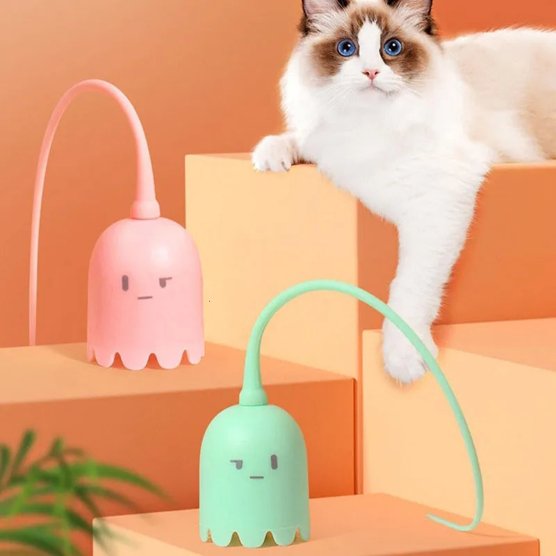 USB Electric Intelligent Rolling Ball Toy Cats Pet Silicone Automatic Rotate Mouse Tail Kitten Teaser Stick Interactive Cat Toys 241125