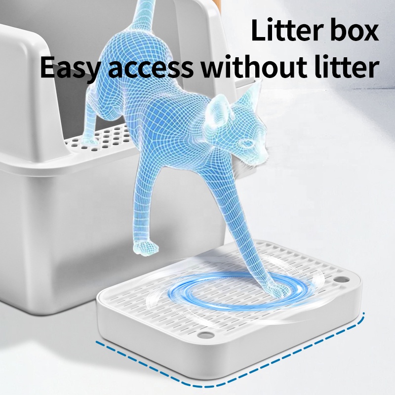 Oversized Stainless Steel Cat Litter Box Raised Enclosure Splash-Proof Material Easy Clean Odorless Open Cat Toilet Accessory