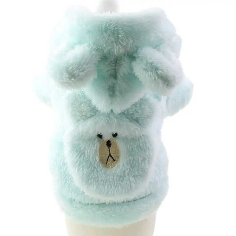 Pet Dog Faux Fur Warm Hoodie Coat 2 Legs Bear Design Winter Clothes Pet Puppy Jacket Apparel 5 colorXJ241125
