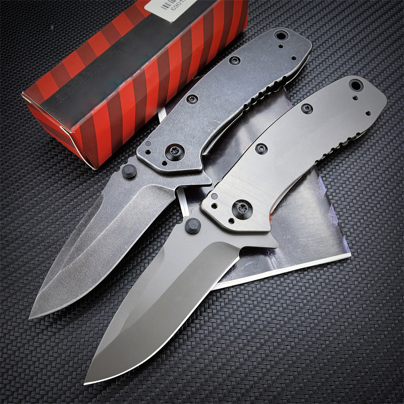 High Quality 1556 KS Cryo II Assisted Flipper Bead Blast Plain Blade All-steel Handle Work S Easy To Carry Outdoor Hunting Hiking Pocket Knife