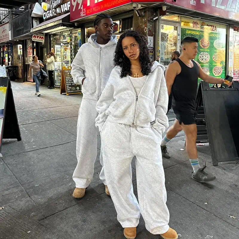 Men's Haruku Zip Up Hoodie - Punk Solid Color, Vintage Hip Hop, Grunge Goth, Casual Loose Sweatshirt Jacket