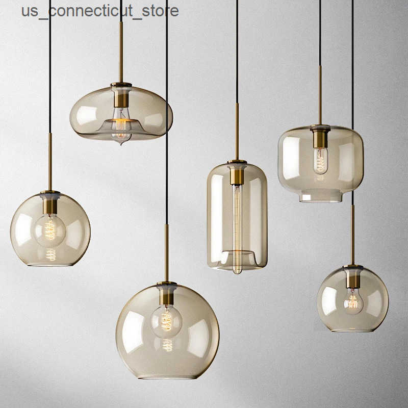 Pendant Lamps Modern Nordic hanging loft Glass lustre Pendant Light industrial decor Lights Fixtures E27/E26 for Kitchen Restaurant Lamp L240910