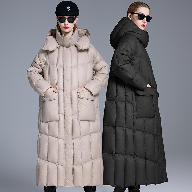 90 white duck designer winter new loose fashionable warm and thick cold resistant down women, extended jacket for women